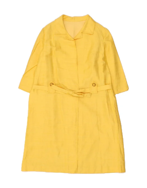 Women's Coats with BeltVINTAGE Womens Overcoat UK 16 Large Yellow